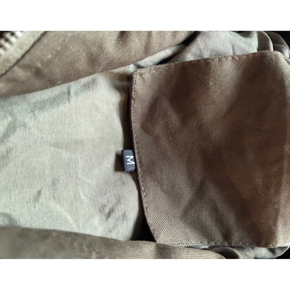 Mens Olive Green Military Utility Jacket Cotton Canvas Full Zip Bomber Medium - Picture 3 of 4